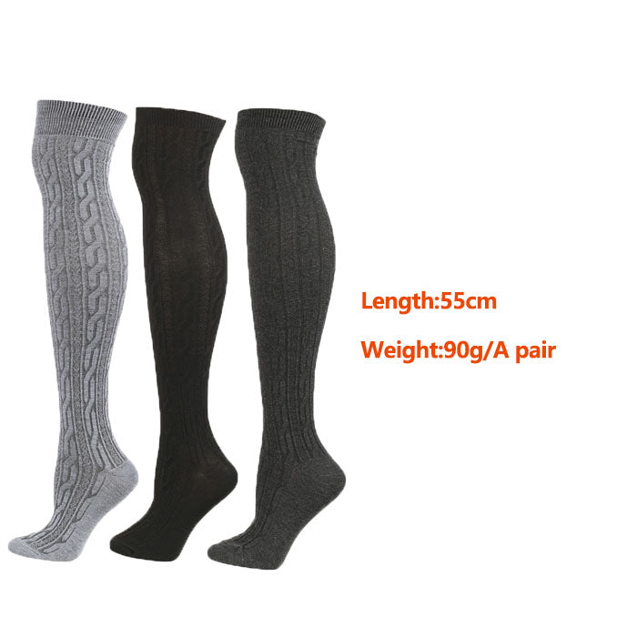3Packs Women Extra Long High Socks Knit Warmers Thick Tall Long Boot Stockings Leg-BlackGrayDarkGray