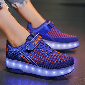 7 Colors LED Rechargeable Kids Roller Skates with Single Wheel-99Blue