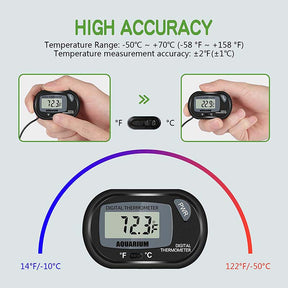 Reptile Digital Thermometer Easy to Read Display-Black