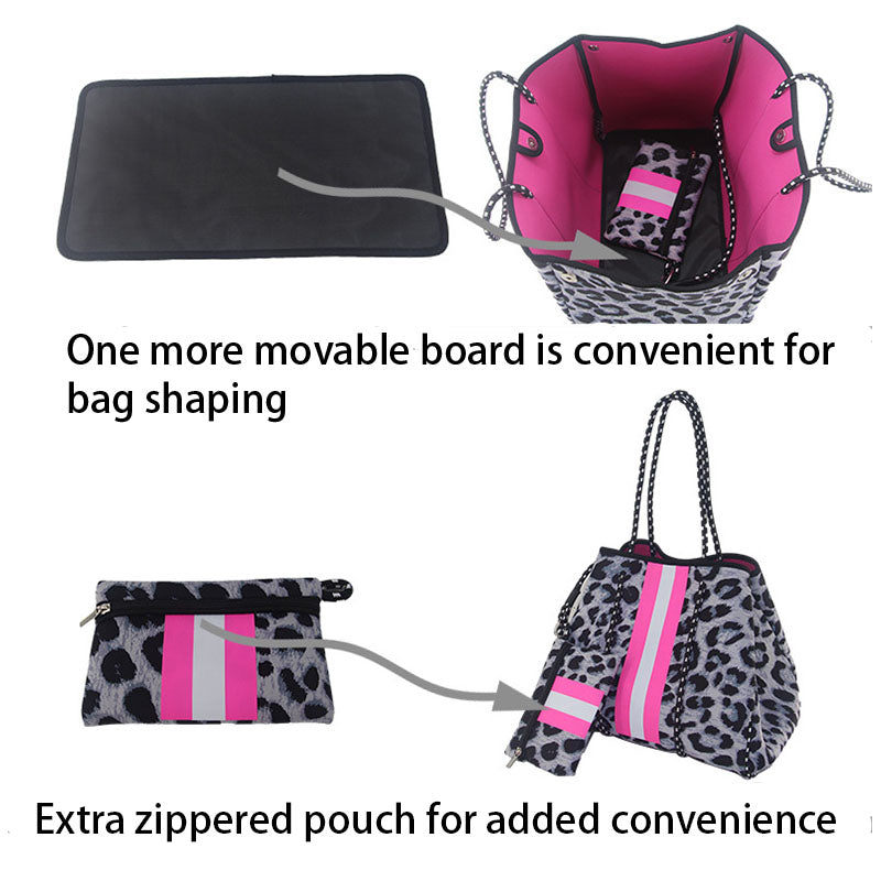 Neoprene Tote Bag with Small Zipper Bag for Women Beach Traveling-1