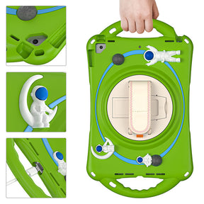 iPad Case Rugged Case with Handle Stand Shoulder Strap for iPad 10.2 Inch 2019/2020/2021-Green