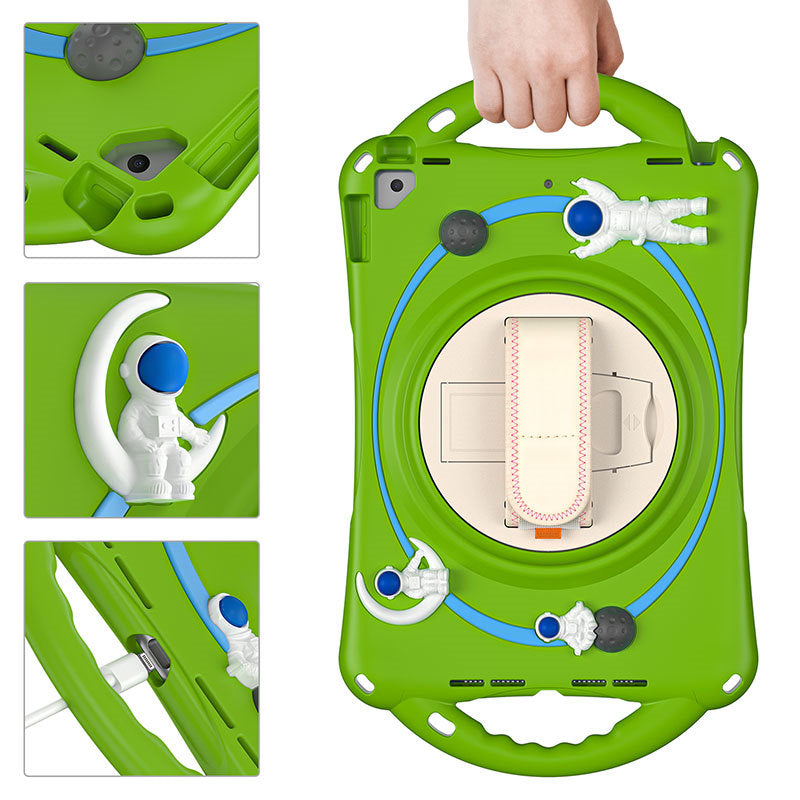 iPad Case Rugged Case with Handle Stand Shoulder Strap for iPad 10.2 Inch 2019/2020/2021-Green