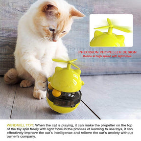 Tumbler Style Cat Food Dispenser Treat Toys with Dual Rolling Balls-Yellow