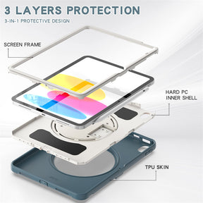 Tablet Case For iPad 10th with 360¡ã Kickstand/Hand Strap Shockproof-Blue2