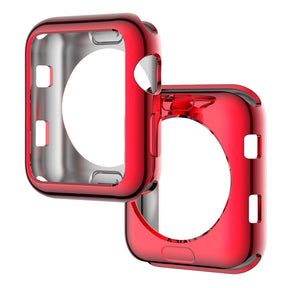 TPU Plated Cover Scratch-Proof Smartwatch Protective Case for iWatch Series SE/6/5/4/3/2/1-Red