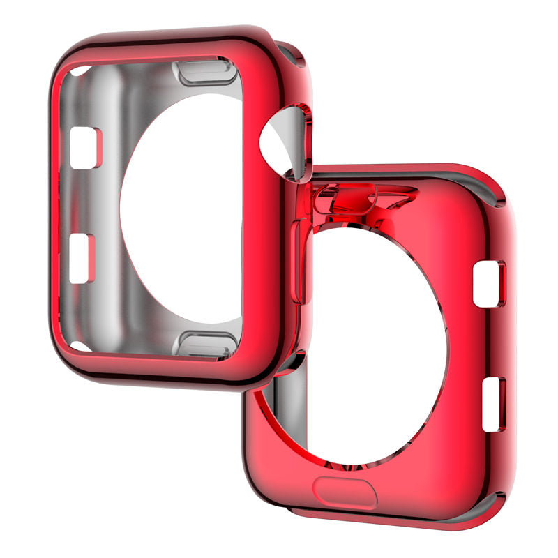 TPU Plated Cover Scratch-Proof Smartwatch Protective Case for iWatch Series SE/6/5/4/3/2/1-Red