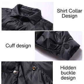Childrens Winter Coats Shirt Collar Lightweight Puffer Jacket-Black