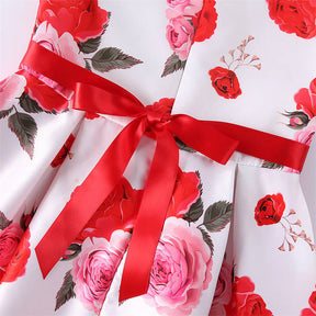 Girls Sleeveless Dresses Flower Girl Wedding Dress Elegant Floral Dress-Red