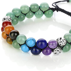 Bead Bracelet 7 Chakras Healing Crystals Bracelet Stone Beads Double Layer Bracelets-Green