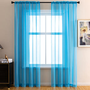 2 Panels Sheer Voile Rod Pocket Elegance Curtains for Living Room Bedroom-24