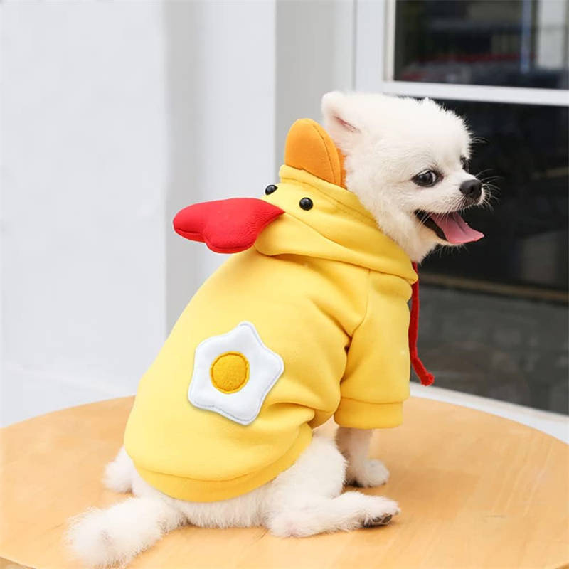 Dog Hoodie Yellow Coat Soft Hoodie Sweater Set for Small Dogs