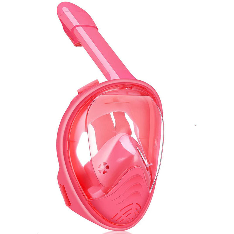 Kids Snorkel Mask Full Face with Camera Mount 180 Degree Panoramic View Snorkeling Set-Pink