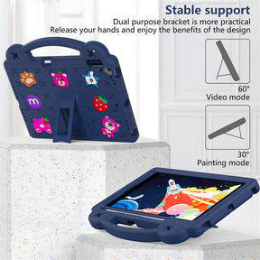 Strawberry iPad Case Silicone Shockproof with Handle for iPad 10.2 inch 2021/2020/2019-NavyBlue