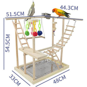 Parrots Playstand with 2 Stainless Steel Feeder Bird Swing Stand