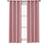 2 Panels Solid Color Blackout Curtains for Living Room-Pink