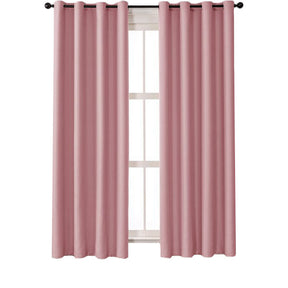 2 Panels Solid Color Blackout Curtains for Living Room-Pink