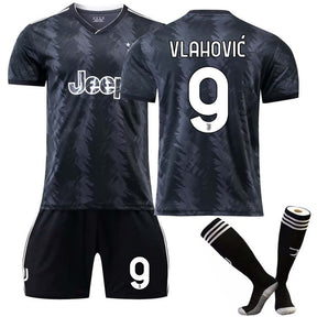 Juventus F.C. Away Jersey 2022-23 VLAHOVIC #9 Soccer Jersey Kids Adult 3-Pieces Jersey Kits
