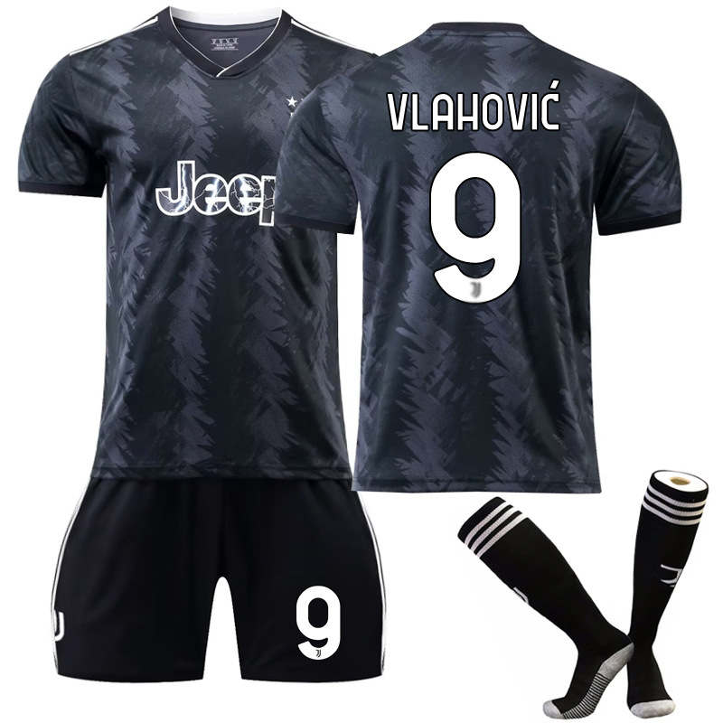 Juventus F.C. Away Jersey 2022-23 VLAHOVIC #9 Soccer Jersey Kids Adult 3-Pieces Jersey Kits