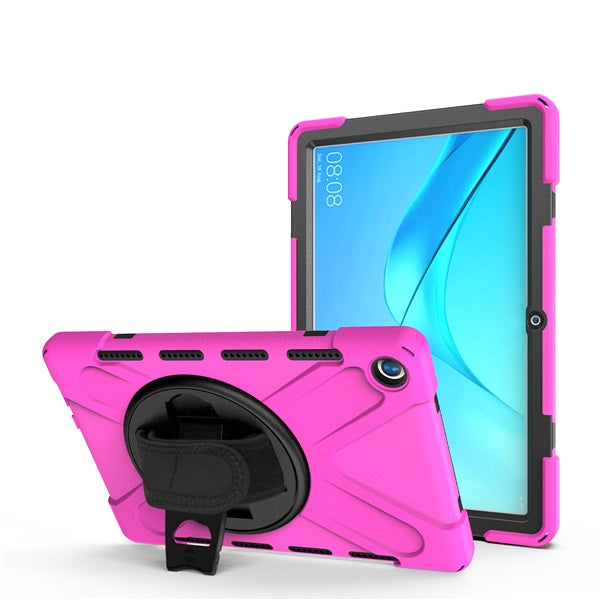 OnePiece Tablet Case Heavy Duty Anti-fall Protective Cover Bulit-in Kickstand For HuaWei MediaPad M5 10.8inch-Rose Red