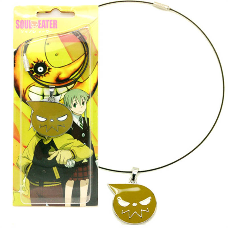 Leather Chain Ghost Pendant Necklace-Yellow