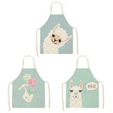 3 Pcs Kids Alpaca Printed Linen Apron Bib for Cooking Painting-7