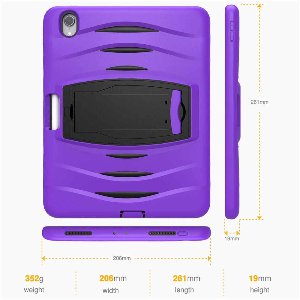 Shock Wave Kickstand Case Anti-Fall Protection With Pencil Holder For iPad Pro12.9 (2018)-Purple