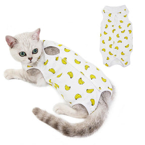 Cat Surgery Recovery Suit Breathable for Abdominal Wounds and Skin Diseases-Banana