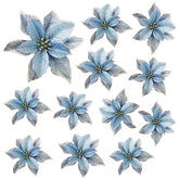 12 Pack 15cm Phnom Penh Small Flower Christmas Tree Decoration-Blue