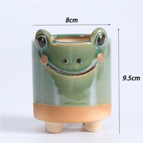 Ceramic Decor Succulent Flower Pot for Office Home School Decorated-Frog