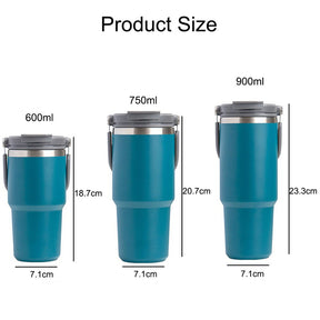 Portable Car Tumbler Cup with Lid and Straw Vacuum Insulated Water Bottle-Blue