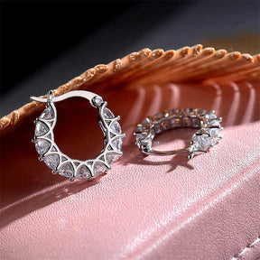 Zircon Lacework Small Hoop Earrings for Women Girls-Silver