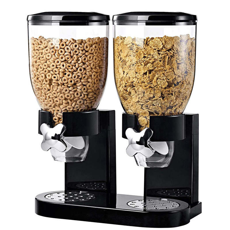 Dry Food Cereal Control Convenient Storage Dual Control Black