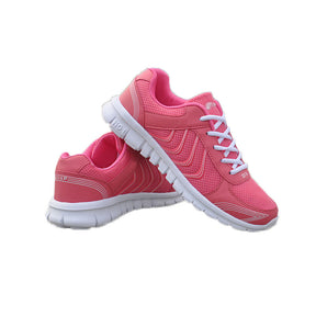 Womens Athletic Mesh Breathable Sneakers Lace Up Comfort Shoes-Rose Red