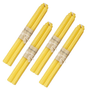 4 Pairs Pure Beeswax Candles Smokeless Dripless Wax Candles for Home Gift Ideas Ornament-Yellow