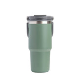 Portable Car Tumbler Cup with Lid and Straw Vacuum Insulated Water Bottle-Green