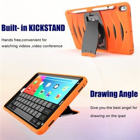 Shock Wave Kickstand Case Anti-Fall Protection With Pencil Holder For 10.5inch iPad Air3/iPad Pro10.5-Orange