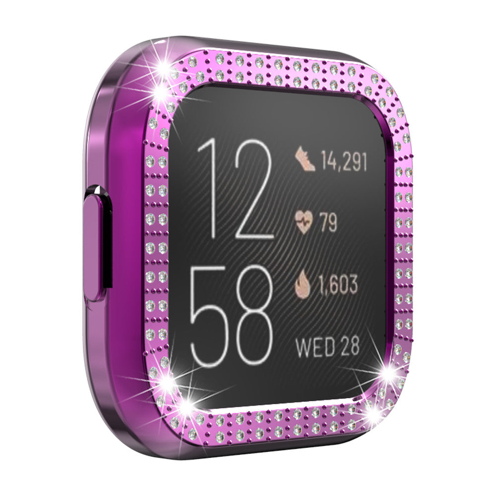 Hard PC Double Diamond Frame Protective Case For Fitbit Versa 2 - Purple