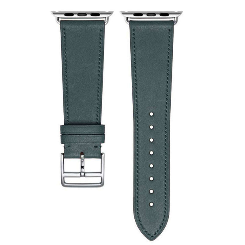 Genuine Leather Replacement Watch Band For iWatch Series SE/6/5/4/3/2/1-DarkGreen