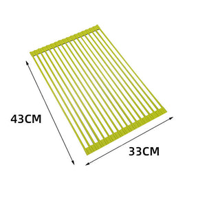 Over The Sink Multipurpose Roll-Up Dish Drying Rack 43*33CM-LightGreen
