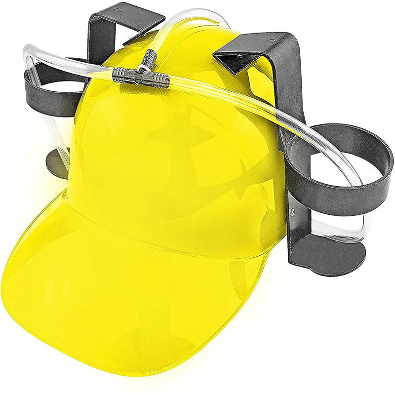 2 Packs Beer Helmet Drinking Hat The Beer Hat Drinking Holder or Soda Drink Hat Party Fun Beverage Gadgets-Yellow