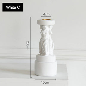 4 Pcs Retro Candle Holder Nordic Roman Column Aroma Candle Base for Festival Home Decor Ornament-White