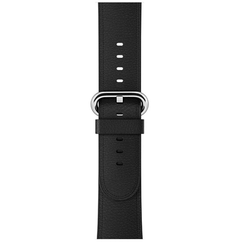 Litchi Pattern Leather Replacement Watch Band For iWatch Series SE/6/5/4/3/2/1-Black