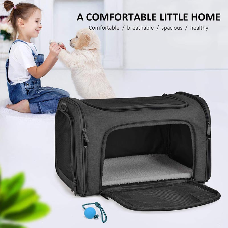 Pet Travel Bag for Small Medium Cats Dogs Puppies Soft Sided Collapsible Puppy Carrier-Black