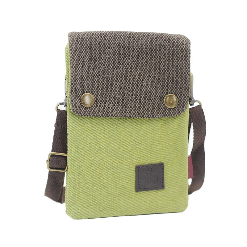 Small Crossbody Cellphone Bag with Shoulder Strap Denim Canvas Wallets-YellowGreen