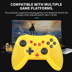 Wireless Controller Gamepad Joystick Double Shock 6-Axis Gyro for Switch/PC