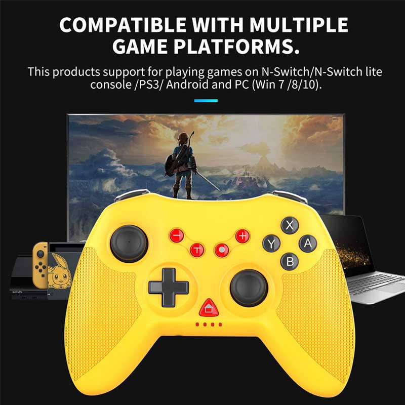 Wireless Controller Gamepad Joystick Double Shock 6-Axis Gyro for Switch/PC