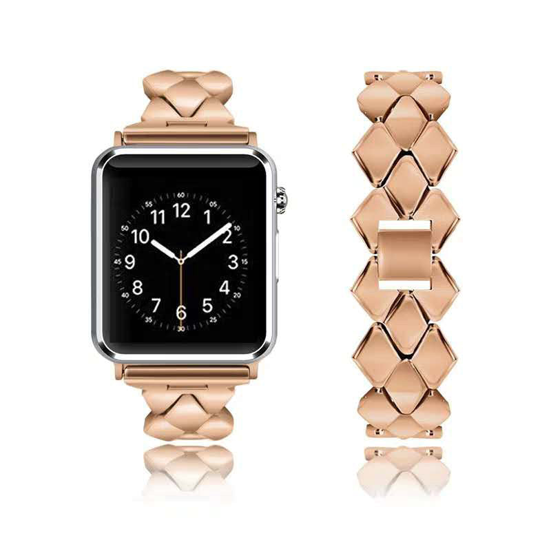 LX Stainless Steel Watch Band Quick Release Wristbands for Apple IWatch Series SE/1/2/3/4/5/6 For Women-Rose Gold