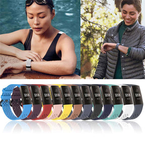 Watch Band for Fitbit Charge 3 Waterproof Band with Breathable Holes for Women Men-White