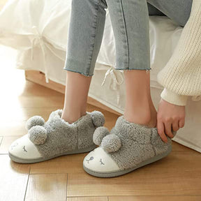 Warm Indoor Slippers for Women Fleece Winter Boots-Grey