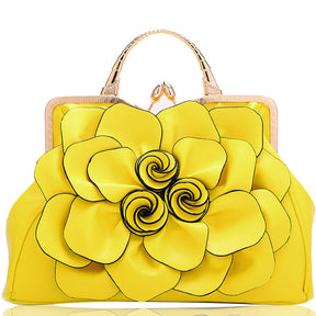 Womens Rose Flower Evening Clutches Formal Party Totes Shoulder Bag-Yellow